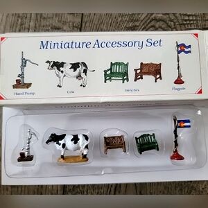 Vintage Americana Hand Painted PEWTER Miniature, Cow, Colorado Flag, Hand Pump